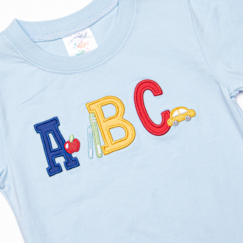 Spelling Bee Sweetie Applique Short Set, Blue